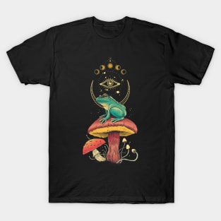 Frog Mushroom Cottagecore Aesthetic T-Shirt